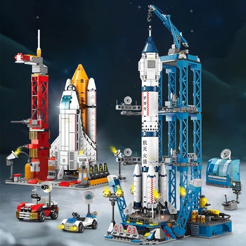 Городская аэрокосмическая промышленность Совместима с архитектурой Lego Rocket Launch Center, строительными блоками, моделями кирпичей, игрушками для детей, подарком на День рождения