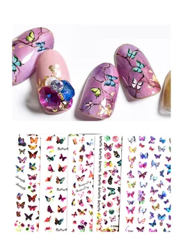 Лазерная светоотражающая Самая красивая наклейка для ногтей с рисунком Бабочки Декоративная красота ногтей 3D Цветная бабочка