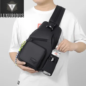 Нагрудная сумка для деловых Мужчин с USB-интерфейсом для зарядки, водонепроницаемая нейлоновая сумка через плечо, несколько карманов, дорожные сумки для хранения вещей