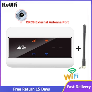 KuWFi 4G Sim-Маршрутизатор CAT4 LTE Мини-Мобильная Точка Доступа Автомобильный WiFi-Маршрутизатор Беспроводной Карманный Wi-Fi Портативный Модем Порт внешней антенны CRC9