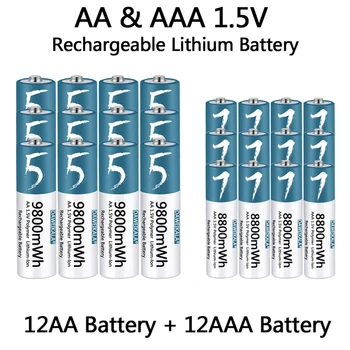 Батарейка типа АА/ААА 1,5 В, Перезаряжаемая полимерная литий-ионная батарейка типа АА/ААА для мыши с дистанционным управлением, маленький вентилятор, электрическая игрушка