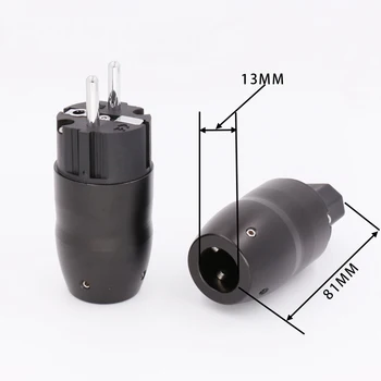 Audiocrast Черный алюминиевый 24K позолоченный/родированный разъем hifi IEC EU Schuko Power Plug для кабеля питания DIY