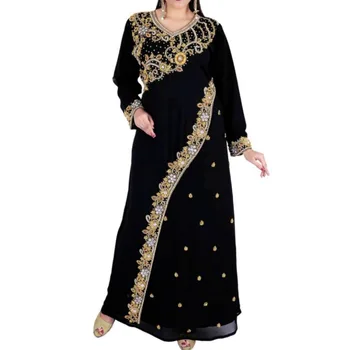 Дубай-Марокканское-Платье-кафтан-жоржет-Арабская-женская-одежда-ИСЛАМИ-Женское платье Ms Indian