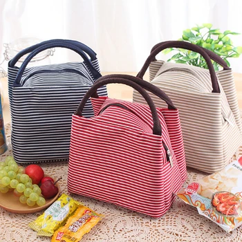Сумка для ланча в полоску для женщин, изотермическая сумка, термосумки для пищевых продуктов, термо-сумка, детская сумка для ланча, сумка-холодильник