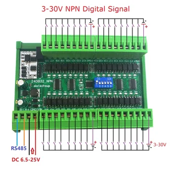 Оптически изолированный 16/32/48-канальный Цифровой Коллектор с Коммутацией Входных сигналов NPN/PNP Плата RS485 Modbus RTU Модуль DC 12V 24V