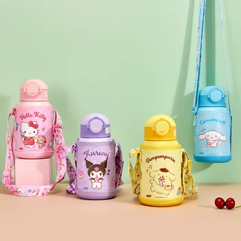Аниме Kuromi Hellokitty Cinnamoroll Детский Портативный Термос с Соломинкой Sanrio Lifestyle Supplies Подарок для девочки