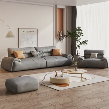 Итальянский кожаный диван современная комбинация педалей дивана из воловьей кожи в скандинавском стиле для маленькой гостиной из кожи