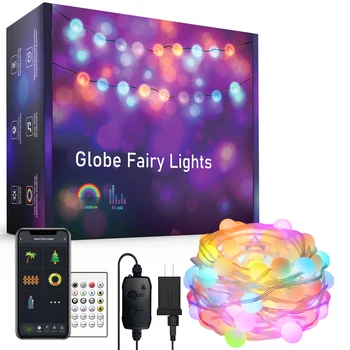 Светодиодный глобус, гирлянды, RGB Fairy Light IP65, интеллектуальное приложение, пульт дистанционного управления, BT 5.0, наружный водонепроницаемый для рождественской елки-гирлянды