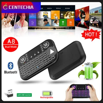 Мини Bluetooth клавиатура A8 2,4 G, двухрежимная, 7 цветов подсветки, портативная накладная мышь, пульт дистанционного управления для Windows Android TV