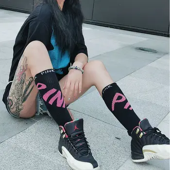 Корейские модные женские туфли в стиле харадзюку, креативные розовые носки, уличная мода, хип-хоп, женские носки для скейтбординга, полосатые носки happy woman