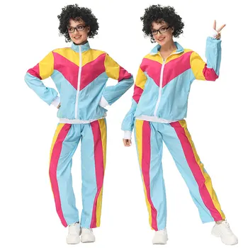 Хэллоуин Винтаж 1970-х 80-х годов, рок-диско, одежда для хиппи, карнавальный спортивный костюм, костюмы хиппи для женщин, костюм для косплея, необычная одежда