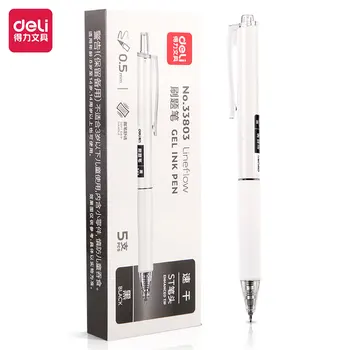 5шт Гелевые ручки DELI 33803 0,5 мм Черными чернилами Школьные Принадлежности для студентов Канцелярские принадлежности