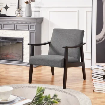 Современный тканевый стул Alden Design с деревянной рамой, темно-серый диван-кровать, мебель для отдыха