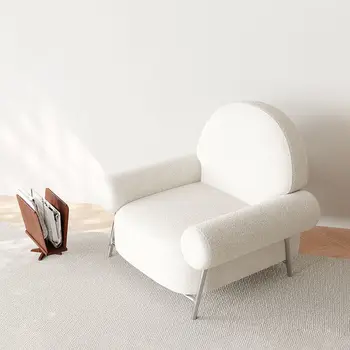 Дизайнерский балкон в форме односпального дивана в гостиной, ленивый стиль, белый флис ягненка, кресло для отдыха, диван, комплект диванов cama