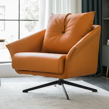 Итальянское кресло для отдыха, диван, Поворотный Современный Одноместный компьютерный стул для спальни, Металлический Офис для чтения, Cadeiras, Роскошная мебель WSW35XP