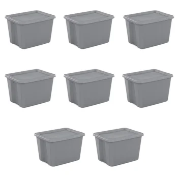 Набор пластиковых контейнеров для хранения Sterilite 8ШТ, 18 Галлонов, набор ящиков для хранения Tote Box