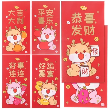 6 шт. Красный карман для денег Традиционный китайский Зодиакальный новогодний пакет Подарочная бумага