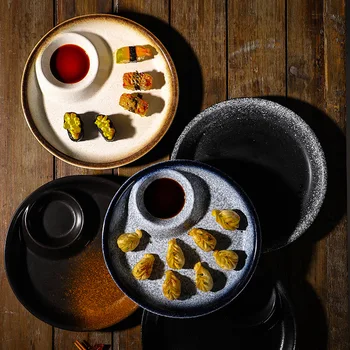 Тарелка Цзяоцзы с тарелкой для уксуса керамическая посуда креативная круглая тарелка решетчатая тарелка домашнее холодное блюдо тарелка для пельменей