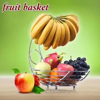 Превосходная металлическая корзина для фруктов, стойка для бананов, Корзина для хранения фруктов, Украшение для кухни, столовой