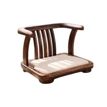Напольный стул из массива дерева В японском Стиле Кресло С подушкой сиденья Татами Дзайсу Кресло без ножек Для игр Чтения Просмотра телевизора